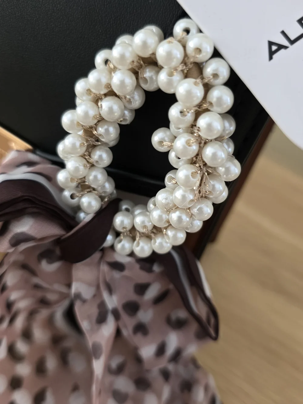 ALDO Two-Tone Top Handle Crossbody W/Pearl Charm & Scarf